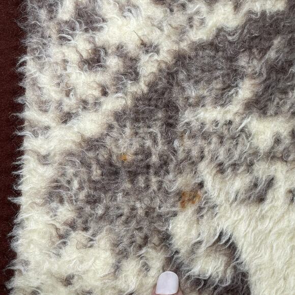 Vtg Eagle Branch Nature Blanket Reversible Brown Cream 62x46 Heavy 80s 90s VG - Picture 6 of 6